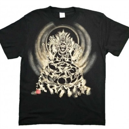 手描きTシャツ 仏画 馬頭観音 黒 (半袖 Sサイズ)【1615703】
