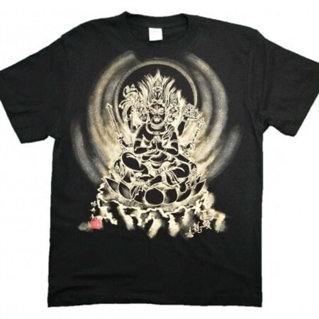 手描きTシャツ 仏画 馬頭観音 黒 (半袖 Lサイズ)【1615707】