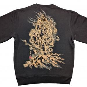 手描き トレーナー 蔵王権現 黒 (裏起毛 Lサイズ)