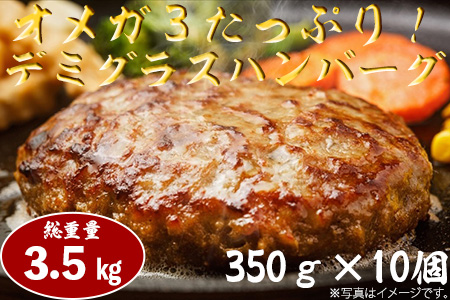 総量3.5kg！オメガ3たっぷりの牛肉100%のデミグラスハンバーグ10個（ES001-SJ）