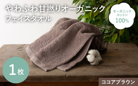 やわふわ甘撚りオーガニック フェイスタオル(ココアブラウン×1枚) フェイスタオル 日本製 オーガニックタオル オーガニック綿 甘撚り糸 シンプル エコ ギフト 贈り物 [m100-22-1P-A][トクダ]