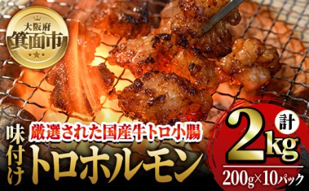 味付けトロホルモン(計2kg・200g×10パック)国産 焼肉 絶品 特Ａランク ホルモン ホルモン焼き 牛肉 味付け トロ 牛トロ モツ 牛モツ 小腸 バーベキュー 冷凍【m25-08】【有限会社Two Village】