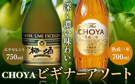 CHOYA ビギナーアソート TheCHOYA 熟成一年 700ml エクセレント 750ml 計2本 セット 飲み比べ 羽曳野商工振興株式会社[30日以内に出荷予定(土日祝除く)]