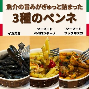 魚介の旨みがぎゅっと詰まった!手作り本格ペンネ3種セット[配送不可地域:離島]