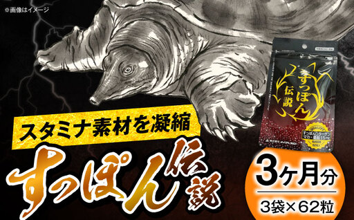 サプリ すっぽん伝説 62粒 3袋セット / サプリメント サプリ スタミナ 活力 健康 栄養補給 3ヶ月分 国産 高麗人参 マカ ニンニク にんにく 男性 亜鉛 まとめ買い プレミアム さぷり 小分け 疲労回復 簡単 滋養強壮 携帯用 元気 / 大阪府藤井寺市/(株)アスナロ化工研究所 [BLAX006]