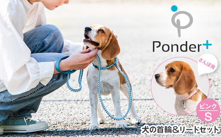 No.459-01 犬の首輪&リードセット さんぽ用 ポンダープラス ピンク S / ペット用品 犬用品 ペットグッズ 散歩グッズ ワンタッチ 着脱簡単 ロック付き 高耐久 おしゃれ 丈夫 カラフル ハンドメイド 手作り 手編み パラコード 革 レザー 大阪府