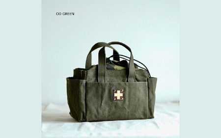 木の庄帆布 ミルクトートラウンドバッグ#OD GREEN / D.CHOCO