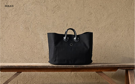 木の庄帆布 オーバルトートバッグ k-khg-obt01t-(C/#09 BLACK / ブラック)