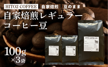 HITO2 COFFEE自家焙煎レギュラーコーヒー豆(豆のまま)100gx3袋