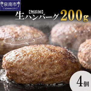 [無添加]食べ応え抜群! 生ハンバーグ 200g 4個[087D-037]