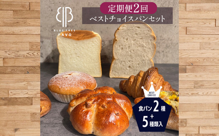 2ヵ月毎定期便 全2回 [BLUE TREE FAVO]ベストチョイスパンセット / 定期 7種 食パン クロワッサン カリードッグ パンスイス クルミパン カスタードクリームパン 大阪府