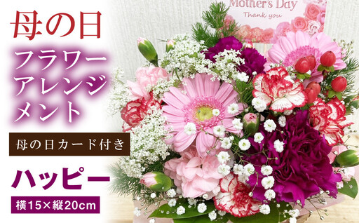 母の日 フラワーアレンジメント[ハッピー][2026年5月8日出荷]| 花 お花 生花 フラワーギフト カーネーション ガーベラ かすみ草 レースフラワー
