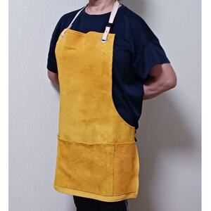 BBQ用牛革ベロア(スエード)エプロン・キャメル