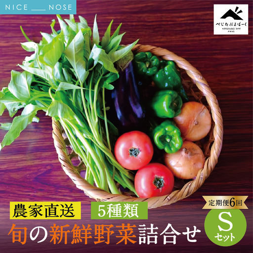 [定期便 6回] [大阪能勢産] [農家直送] べじたぶるぱーくの旬の新鮮野菜詰合せ Sセット (5種類) 