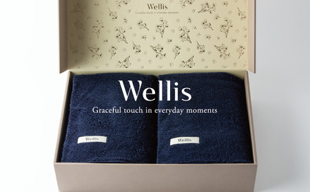 Wellis【極上の肌心地】ブランケット2枚　ギフトセット　ネイビー（009_5045_03）