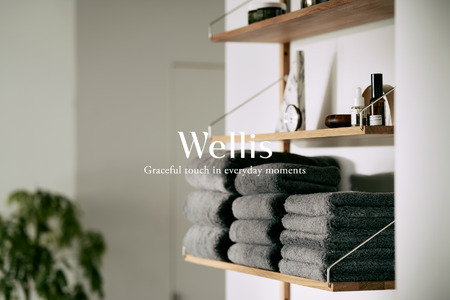 Wellis フェイスタオル2枚 グレー ランドリーバッグ付き (009_5142_02)