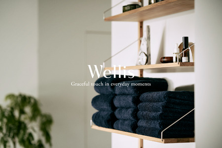 Wellis フェイスタオル2枚 ネイビー ランドリーバッグ付き (009_5142_03)