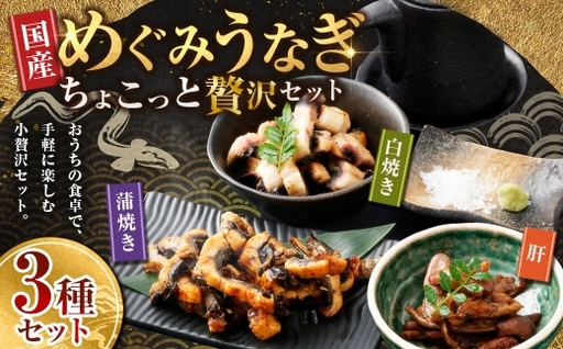 めぐみうなぎ ちょこっと贅沢 セット [ 蒲焼 ( ひつまぶし ) × 2 / 白焼き ( ひつまぶし風 ) × 2 / 肝 × ] うなぎ 鰻 ウナギ 魚類 うな重 うな丼 晩ごはん 惣菜 おかず 贅沢 冷凍 国産 大阪府産 養殖 無投薬 [ 2026年6月下旬〜7月上旬発送予定 ]