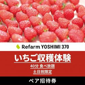 [土日祝限定]食べ放題!いちご収穫体験ペアチケット Refarm YOSHIMI 370