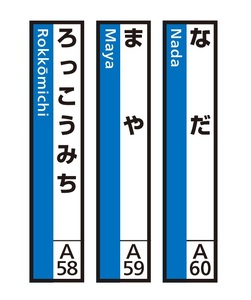 JR神戸線(神戸市内)及び和田岬線 駅名標(3駅分)[なだ・まや・ろっこうみち]