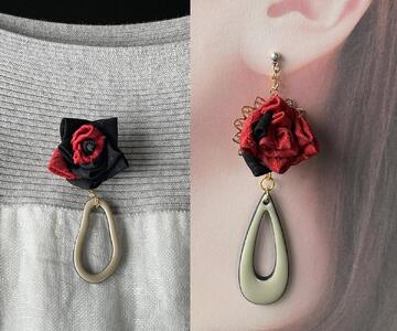 ローズエレガンスセット イヤリング&ブローチセット