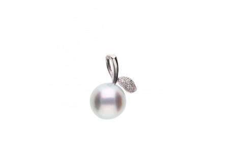 [姫果]無調色 ウルトラスカイブルー アコヤ真珠(日本) 8.0mm セミラウンド ダイヤモンド Pt900 プラチナ ペンダントトップ