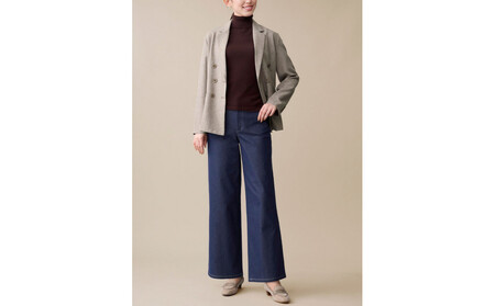 [B-THREE/ビースリー]ストレッチ×ジーンズ 本格デニム見えのワイドパンツ(770437)