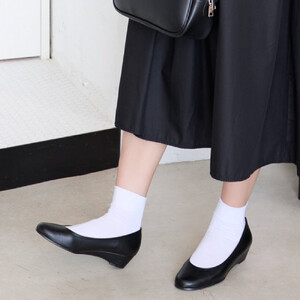 ウェッジプレーンパンプス|ブラック XL(25.0cm) レディース パンプス 3.5cmヒール ウエッジソール 幅広 甲高 外反母趾 ゆったり幅 大人気 靴 お仕事靴