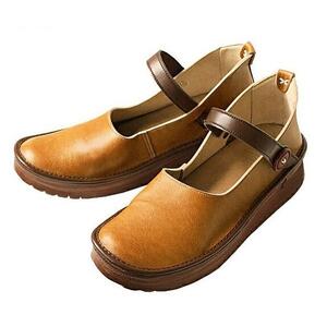[グッドデザイン賞受賞]手を使わずに脱ぎ履きできる! 職人手作り ストラップシューズ KAYAK カヤック 靴 レディース[キャメル/22.5cm]