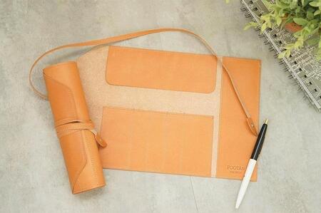 本革 ロールペンケース【ライトブラウン】