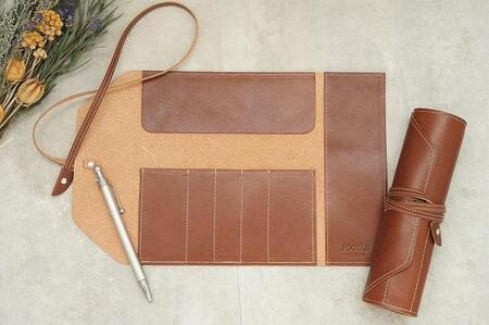 本革 ロールペンケース【ダークブラウン】