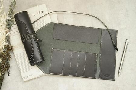 本革 ロールペンケース【ブラック】