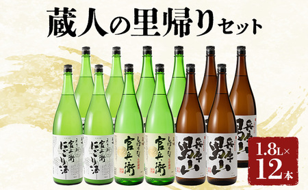 日本酒 蔵人の里帰り 3種 各 1800ml × 12本 飲み比べ セット 名城酒造 官兵衛 にごり酒 しぼりたて 兵庫 男山 飲み比べセット 大容量 地酒 お酒 酒 清酒 辛口 甘口 熱燗 冷酒 1800 家飲み 日本酒セット 播州の地酒 播州 兵庫県 姫路市