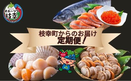 〜北海道枝幸町からのお届け 海鮮 定期便2〜[ めじか鮭 いくら ほたて 毛がに]