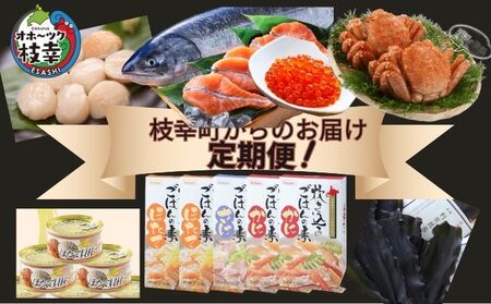 〜北海道枝幸町からのお届け まるごと堪能品! 定期便8〜[ ホタテ 貝柱 大粒 冷凍 ほたて 毛がに ほたて ステーキ めじか鮭 切身 ホッケ フライ など]