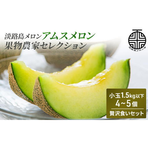 淡路島メロン(アムスメロン)果物農家セレクション 小玉1.5kg以下4個〜5個(6kg相当) 贅沢食いセット 兵庫県 洲本市 淡路島