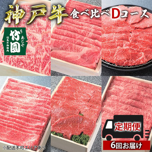 定期便 神戸牛 食べ比べDコース(6回お届け)[ 肉 牛肉 すき焼き しゃぶしゃぶ 焼肉 ステーキ ]
