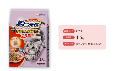 ねこ元気 15歳頃から まぐろ・かつお・白身魚入り 1.6kg×6袋