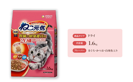 ねこ元気 20歳を過ぎてもすこやかに まぐろ・かつお・白身魚入り 1.6kg×6袋