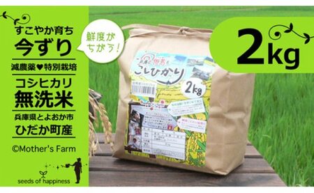 お米 2kg(白米)今ずり・無洗米 コシヒカリ 兵庫県但馬産