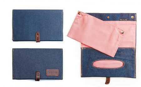 豊岡製 DCA抗ウイルス・抗菌デニムのマスクケース(521010)ネイビー×パステルピンク 1個