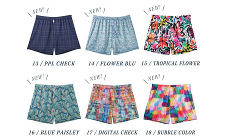 メンズ 下着 ショート トランクス XLサイズ 3枚 / 特別色 / 14 Flower blue×15 Tropical flower×18 Bubble color / ZIVANE ジバン / 締め付け感の無い / 専用BOX付き アンダーウェア