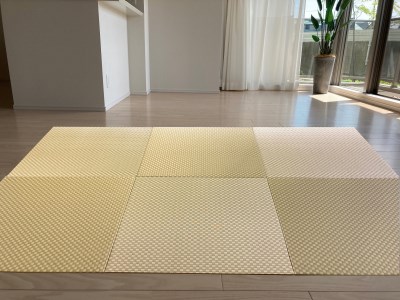 フロアー畳 和紙製畳表市松01(銀白色×新銀白色) 6枚