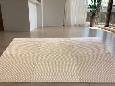 フロアー畳 和紙製畳市松02(乳白色×白茶色) 6枚