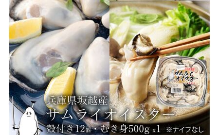 牡蠣 生食 坂越かき むき身 500g×1、 殻付き 12個[ナイフなし]サムライオイスター かき 生牡蠣 兵庫県 赤穂市