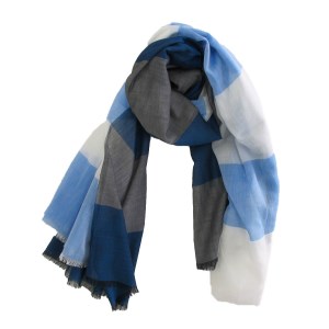 【ＰＯＬＳ】極細コットン ボーダーストール（Mサイズ）ブルー　SBM-0002-BLU  20-21