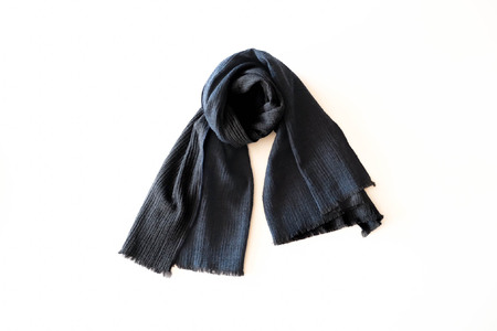 81-15[播州織]Cotton Wool W- Face Muffler Navy×black(ネイビー)