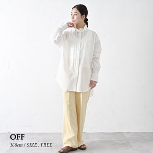 [THE INDUSTRY WORKS]ベーシックスタンドカラーシャツ(オフ)・1着 TIW-W036(74-28-WH) レディース カジュアルシャツ