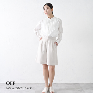 [THE INDUSTRY WORKS]フロントフリルネックブラウス(オフ)・1着 TIW-W038(66-27-WH) レディース ブラウス
