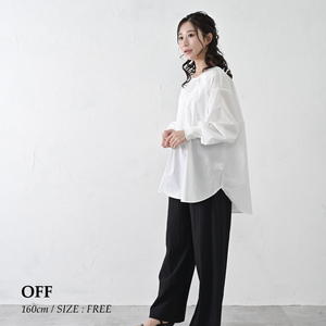 [THE INDUSTRY WORKS]袖リブ仕様ブラウス(オフ)・1着 TIW-W039(55-28-WH) レディース ブラウス